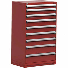 Rousseau Metal - 9 Drawer Flame Red Steel Modular Storage Cabinet - Exact Tool & Supply