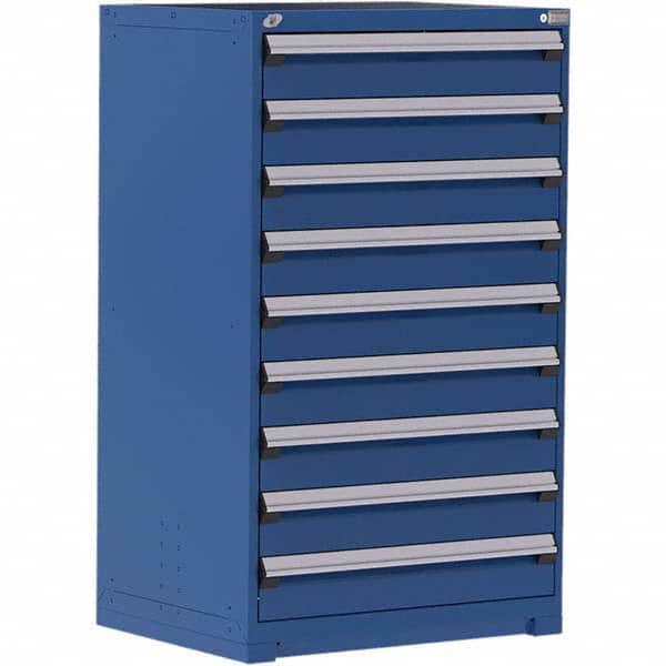 Rousseau Metal - 9 Drawer Avalanche Blue Steel Modular Storage Cabinet - Exact Tool & Supply