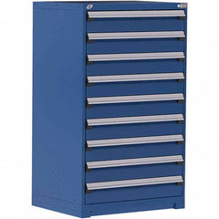 Rousseau Metal - 9 Drawer Avalanche Blue Steel Modular Storage Cabinet - Exact Tool & Supply