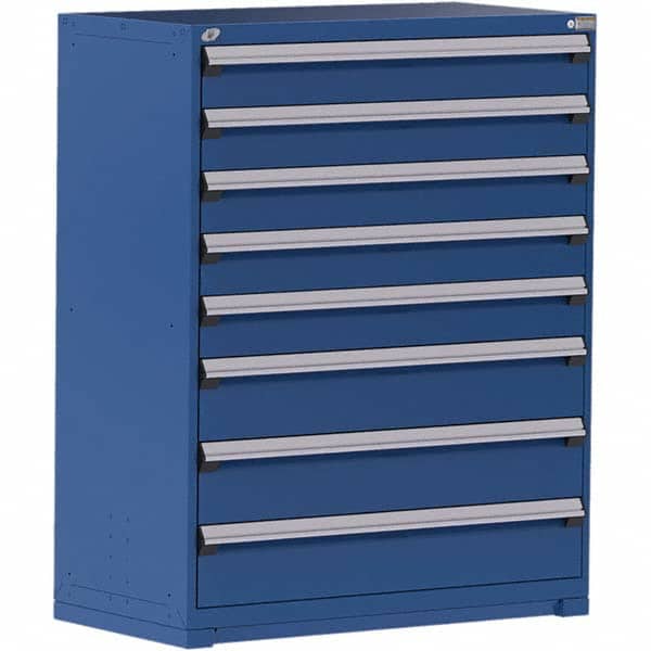 Rousseau Metal - 8 Drawer Avalanche Blue Steel Modular Storage Cabinet - Exact Tool & Supply