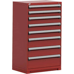Rousseau Metal - 8 Drawer Flame Red Steel Modular Storage Cabinet - Exact Tool & Supply