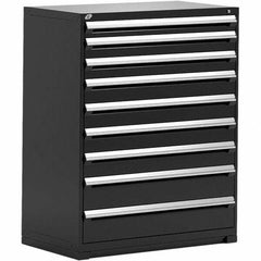 Rousseau Metal - 9 Drawer Black Steel Modular Storage Cabinet - Exact Tool & Supply
