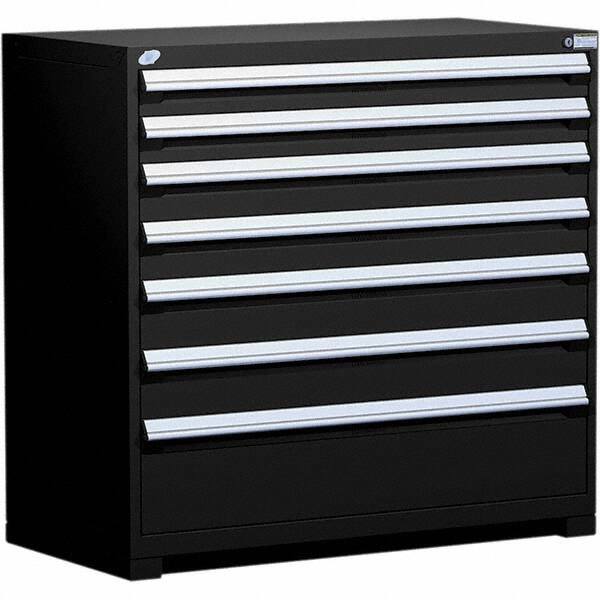 Rousseau Metal - 7 Drawer Black Steel Modular Storage Cabinet - Exact Tool & Supply