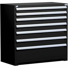 Rousseau Metal - 7 Drawer Black Steel Modular Storage Cabinet - Exact Tool & Supply