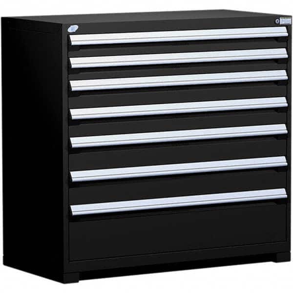 Rousseau Metal - 7 Drawer Black Steel Modular Storage Cabinet - Exact Tool & Supply