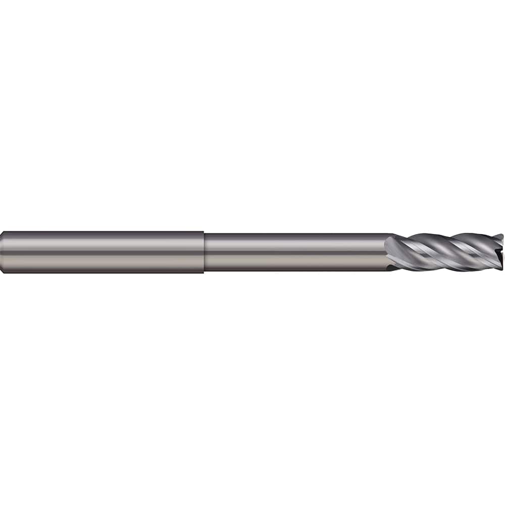 Corner Radius End Mill: 3/8″ Dia, 3/4″ LOC, 0.02″ Radius, 4 Flutes, Solid Carbide 4″ OAL, 3/8″ Shank Dia, 38 ° Helix, Bright/Uncoated, Corner Radius End