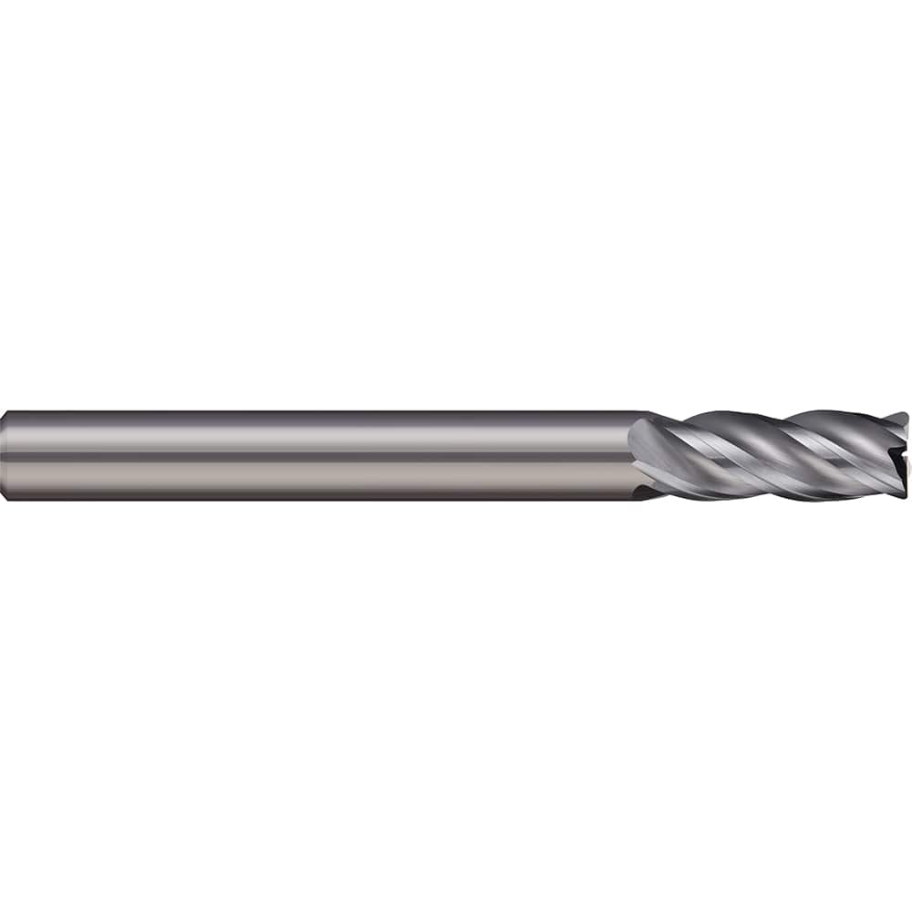 Corner Radius End Mill: 0.3937″ Dia, 0.8661″ LOC, 4 Flutes, Solid Carbide 38 ° Helix, Bright/Uncoated, Corner Radius End
