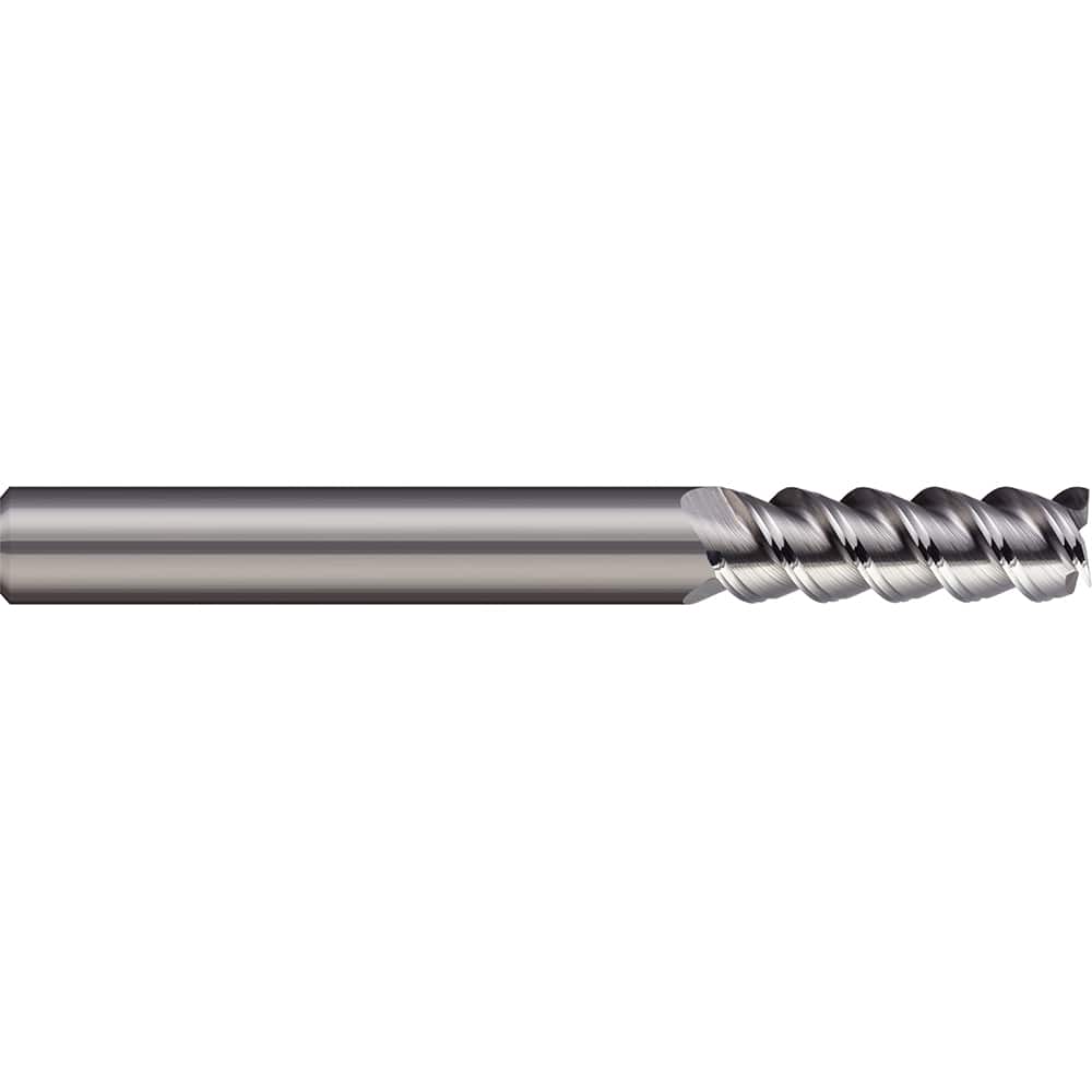 Square End Mill: 0.3937'' Dia, 0.9843'' LOC, 4 Flutes, Solid Carbide Single End, Uncoated, 60 ° Helix, Centercutting, RH Cut, RH Flute