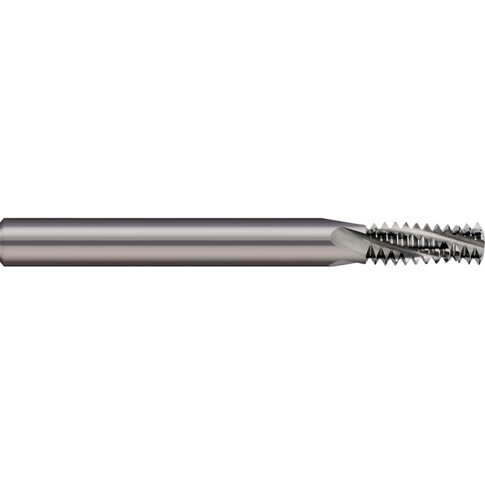 Micro 100 - 1/4-18 to 3/8-18 Internal/External 18 TPI 5/16" Shank 4-Flute Solid Carbide Helical Flute Thread Mill - Exact Tool & Supply