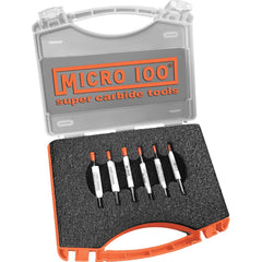 Micro 100 - Boring Bar Sets; Shank Diameter (Inch): 3/8 ; Minimum Bore Diameter - Smallest Bar (Inch): .320 ; Minimum Bore Diameter - Largest Bar (Inch): 0.3600 ; Maximum Bore Depth - Smallest Bar (Inch): 1/2 ; Maximum Bore Depth - Exact Tool & Supply