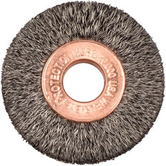 1-1/2″ Small Diameter Crimped Wire Wheel, .006″ Steel Fill, 3/8″ Arbor Hole - Exact Tool & Supply