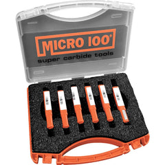 Micro 100 - Single Point Threading Tool Sets; Thread Type: Internal ; Material: Solid Carbide ; Profile Angle: 60 ; Minimum Threading Diameter (Decimal Inch): 0.18 ; Maximum Threading Diameter (Decimal Inch): 0.36 ; Maximum Cutting Depth (Decimal Inch): - Exact Tool & Supply