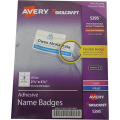 Ability One - Labels, Ribbons & Tapes; Type: Name Badge Labels ; Color: White ; For Use With: Laser & Inkjet Printers ; Width (Decimal Inch): 2.33 ; Length (Inch): 3.38 ; Number of Labels: 400 - Exact Tool & Supply