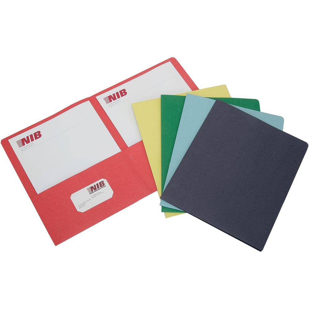 Ability One - Portfolios, Report Covers & Pocket Binders; Three Hole Report Cover Type: Pocket ; Width (Inch): 8-1/2 ; Length (Inch): 11 ; Color: Red; Green; Yellow; Dark Blue; Light blue - Exact Tool & Supply