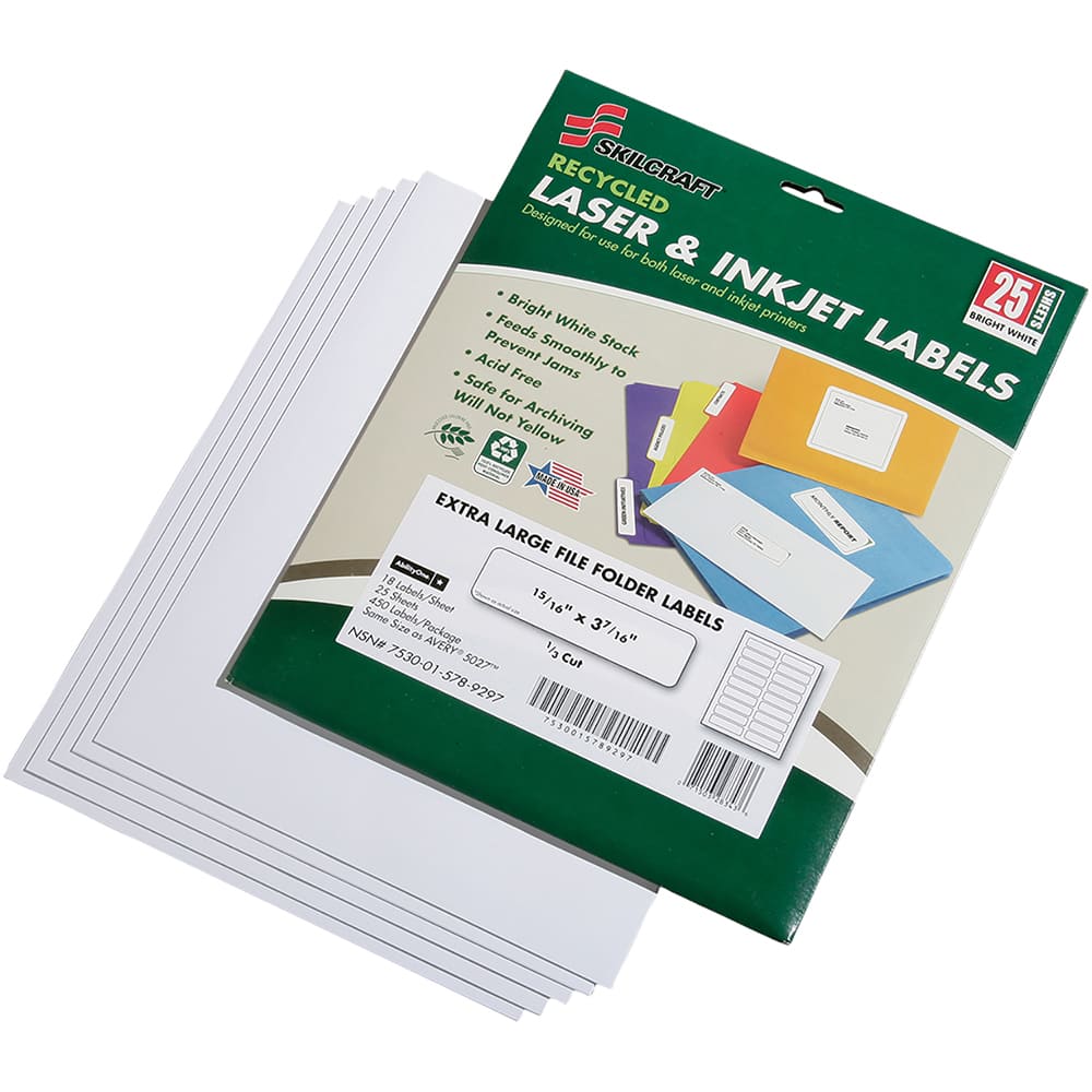 Ability One - Tabs, Indexes & Dividers; Indexes & Divider Type: End Tab Labels ; Size: 15/16 ; Number Of tabs: 1 ; Color: White ; Tab Color: White ; Tab Titles: Untabbed - Exact Tool & Supply