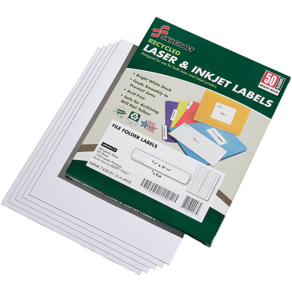 Ability One - Tabs, Indexes & Dividers; Indexes & Divider Type: End Tab Labels ; Number Of tabs: 1 ; Color: White ; Tab Color: White ; Tab Titles: Untabbed ; Bond: Self-Adhesive - Exact Tool & Supply