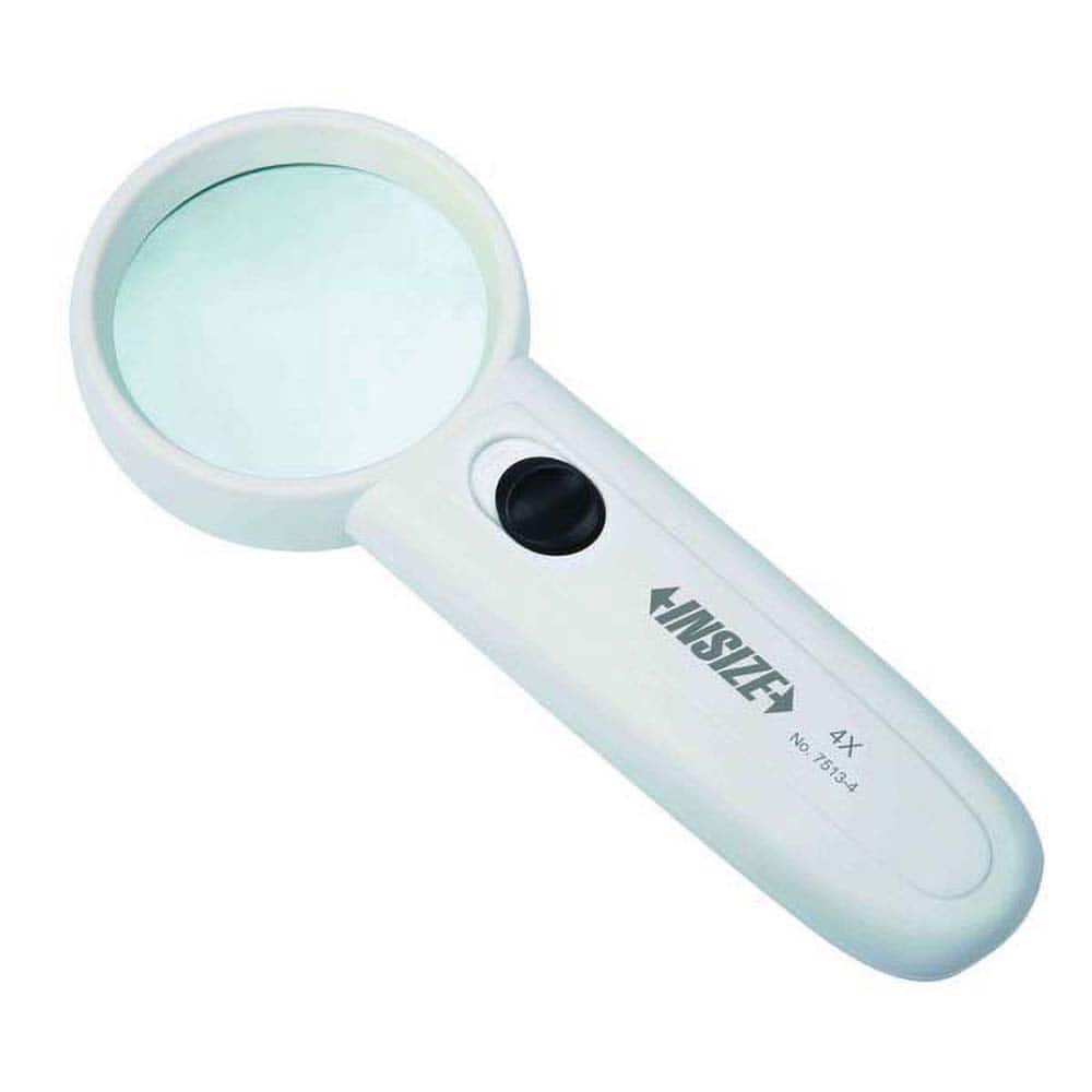 Insize USA LLC - Handheld Magnifiers; Minimum Magnification: 4x ; Maximum Magnification: 4x ; Lens Shape: Round ; Lens Diameter (mm): 50.00 ; Lens Diameter (Decimal Inch): 2 ; Lens Diameter (Inch): 2 - Exact Tool & Supply