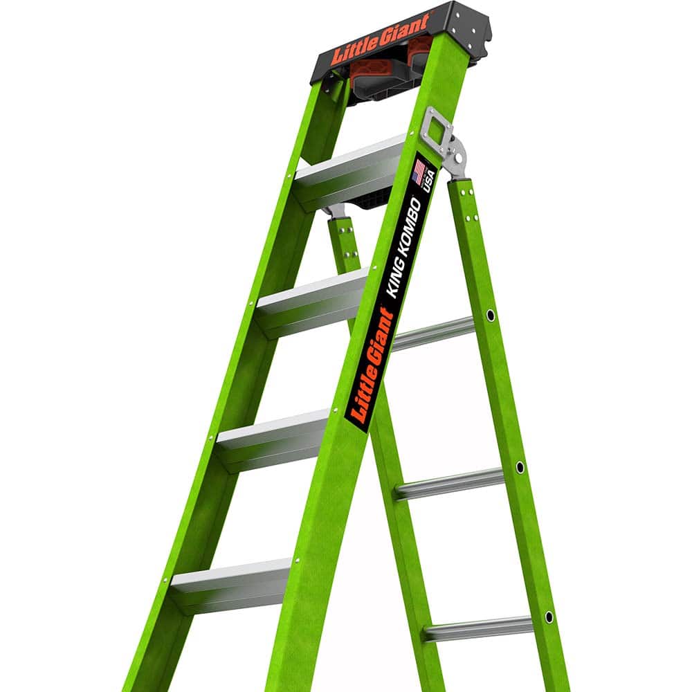 Little Giant Ladder - Step Ladders; Type: Multi-Use Ladder ; Height (Feet): 8 ; Industry Rating: 1AA ; Load Capacity (Lb.): 375.000 ; Material: Fiberglass ; Base Spread: 59 (Inch) - Exact Tool & Supply