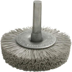Brush Research Mfg. - 500 Grit, 3" Brush Diam, Crimped, Flared End Brush - Fine Grade, 1/4" Diam Steel Shank, 2,500 Max RPM - Exact Tool & Supply