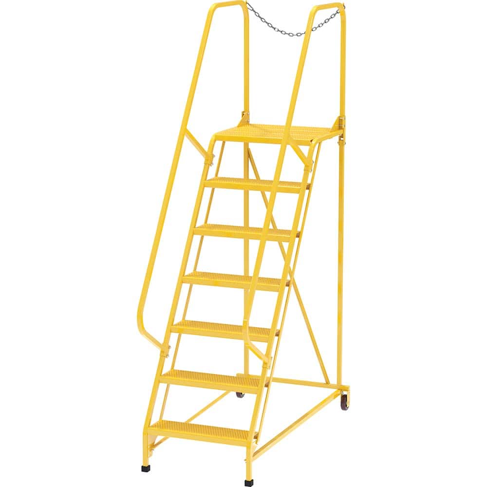 Vestil - Rolling & Wall Mounted Ladders & Platforms; Type: Maintenance Ladder ; Style: Portable Maintenance Ladder ; Number of Steps / Rungs: 7 ; Height (Inch): 100 ; Load Capacity (Lb.): 350.000 ; Base Width (Inch): 29-1/2 - Exact Tool & Supply