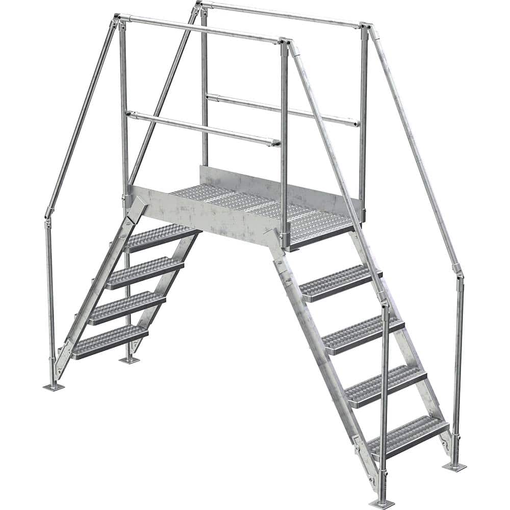 Vestil - Rolling & Wall Mounted Ladders & Platforms; Type: Crossover Bridge ; Style: Crossover ; Number of Steps / Rungs: 5 ; Height (Inch): 92-7/8 ; Load Capacity (Lb.): 500.000 ; Base Width (Inch): 29-1/4 - Exact Tool & Supply