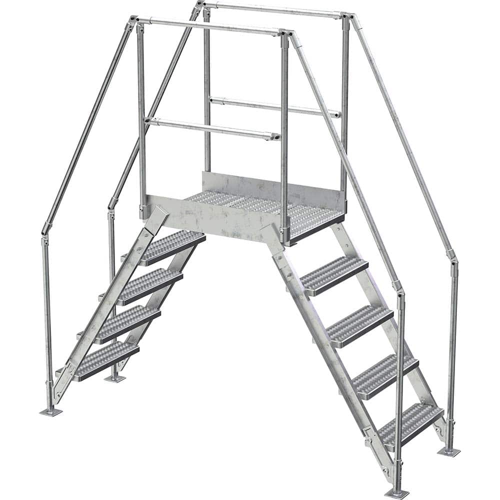 Vestil - Rolling & Wall Mounted Ladders & Platforms; Type: Crossover Bridge ; Style: Crossover ; Number of Steps / Rungs: 5 ; Height (Inch): 92-7/8 ; Load Capacity (Lb.): 500.000 ; Base Width (Inch): 29-1/4 - Exact Tool & Supply