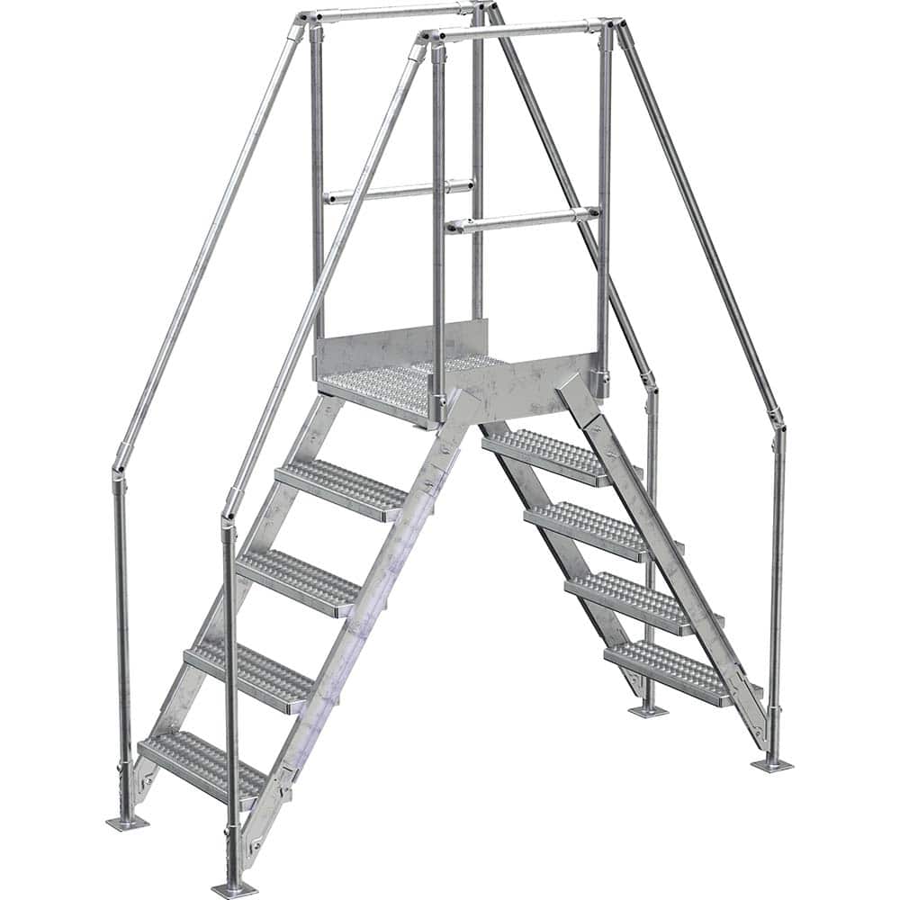 Vestil - Rolling & Wall Mounted Ladders & Platforms; Type: Crossover Bridge ; Style: Crossover ; Number of Steps / Rungs: 5 ; Height (Inch): 92-7/8 ; Load Capacity (Lb.): 500.000 ; Base Width (Inch): 29-1/4 - Exact Tool & Supply