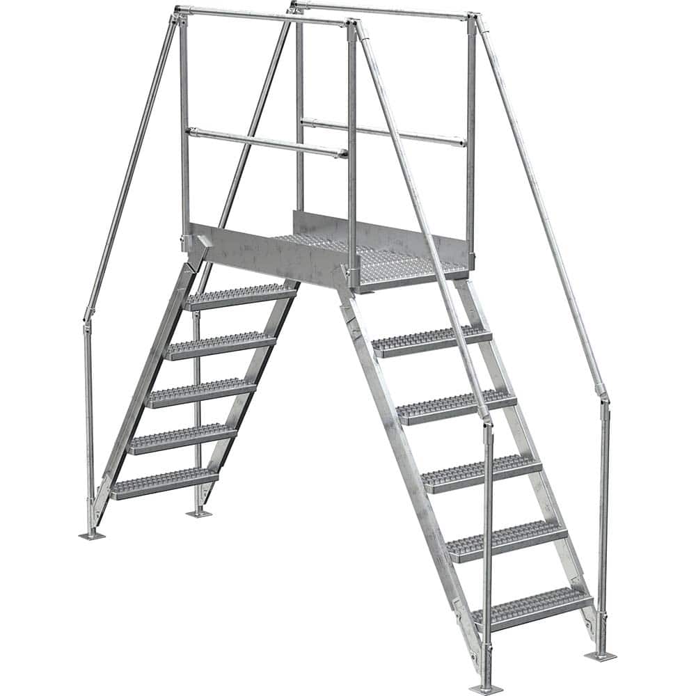 Vestil - Rolling & Wall Mounted Ladders & Platforms; Type: Crossover Bridge ; Style: Crossover ; Number of Steps / Rungs: 6 ; Height (Inch): 102-7/8 ; Load Capacity (Lb.): 500.000 ; Base Width (Inch): 29-1/4 - Exact Tool & Supply