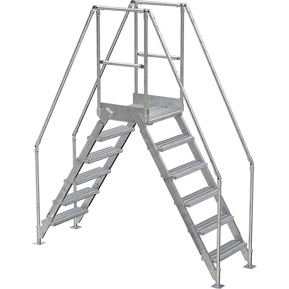 Vestil - Rolling & Wall Mounted Ladders & Platforms; Type: Crossover Bridge ; Style: Crossover ; Number of Steps / Rungs: 6 ; Height (Inch): 102-7/8 ; Load Capacity (Lb.): 500.000 ; Base Width (Inch): 29-1/4 - Exact Tool & Supply