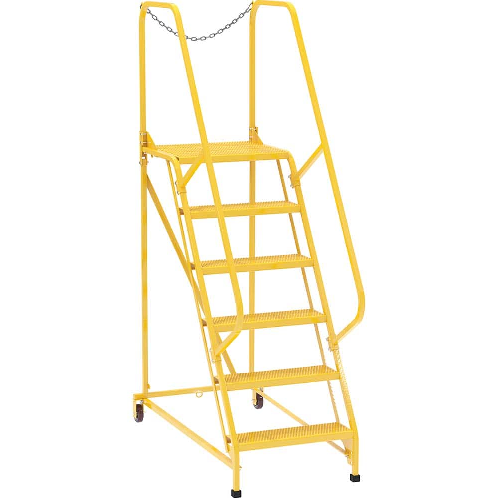 Vestil - Rolling & Wall Mounted Ladders & Platforms; Type: Maintenance Ladder ; Style: Portable Maintenance Ladder ; Number of Steps / Rungs: 6 ; Height (Inch): 90 ; Load Capacity (Lb.): 350.000 ; Base Width (Inch): 29-1/2 - Exact Tool & Supply