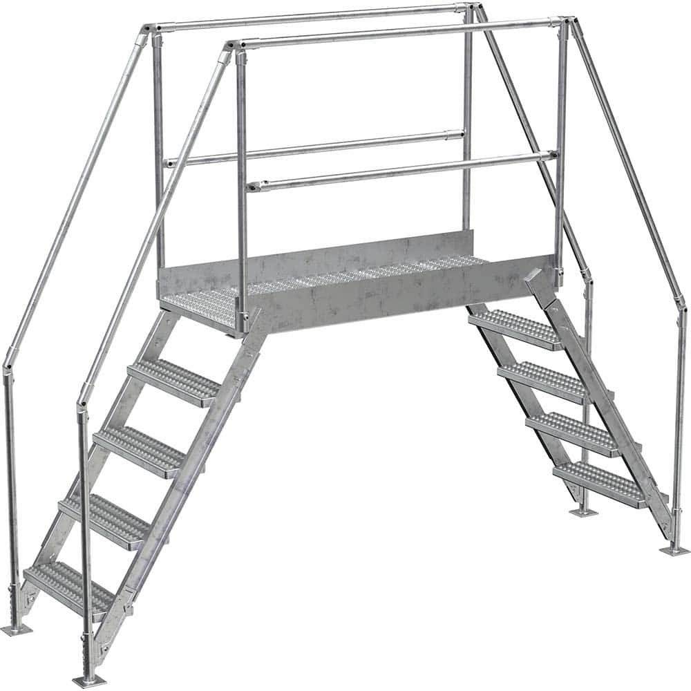 Vestil - Rolling & Wall Mounted Ladders & Platforms; Type: Crossover Bridge ; Style: Crossover ; Number of Steps / Rungs: 5 ; Height (Inch): 93 ; Load Capacity (Lb.): 500.000 ; Base Width (Inch): 29-1/4 - Exact Tool & Supply