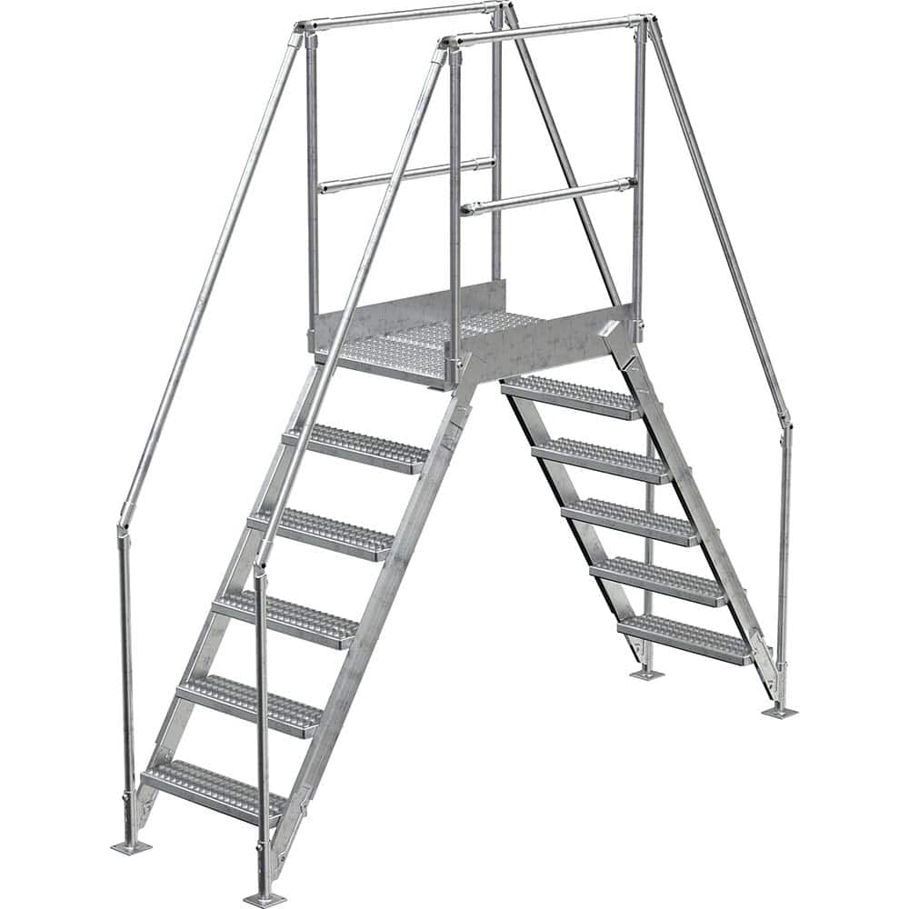 Vestil - Rolling & Wall Mounted Ladders & Platforms; Type: Crossover Bridge ; Style: Crossover ; Number of Steps / Rungs: 6 ; Height (Inch): 102-7/8 ; Load Capacity (Lb.): 500.000 ; Base Width (Inch): 29-1/4 - Exact Tool & Supply