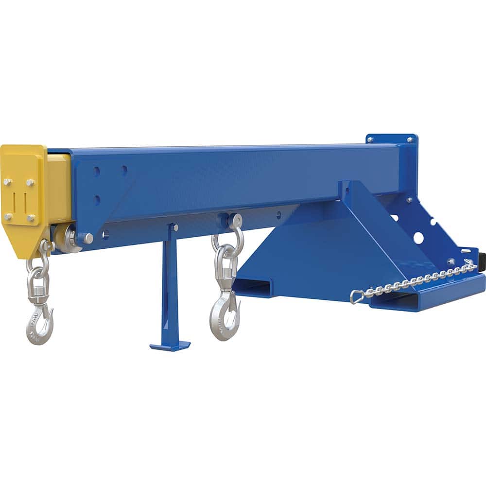 Vestil - Forklift Attachments; Type: Lifting Boom ; Load Capacity (Lb.): 2000.000 ; Center Forks (Inch): 24 ; Width (Inch): 32 ; Overall Height (Inch): 24.5 ; Length (Inch): 83-3/4 - Exact Tool & Supply