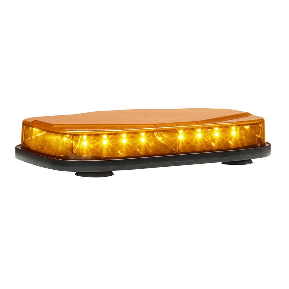 Federal Signal Corp - Emergency Light Assemblies; Type: Mini LED Lightbar ; Flash Rate: Variable ; Mount: Suction Cup ; Color: Amber ; Power Source: 12-24V ; Overall Height (Decimal Inch): 2.0800 - Exact Tool & Supply