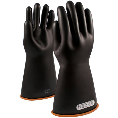 ‎155-1-16/10 - Novax - Natural Rubber Insulating Glove - Class 1 - 16″ - Black/Orange - Straight Cuff - Exact Tool & Supply