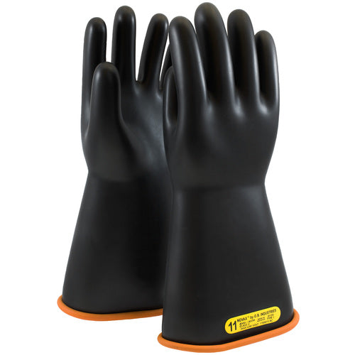 ‎155-2-14/7 - Novax - Natural Rubber Insulating Glove - Class 2 - 14″ - Black/Orange - Straight Cuff - Exact Tool & Supply
