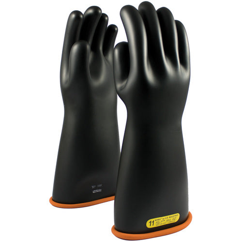 ‎155-2-16/11 - Novax - Natural Rubber Insulating Glove - Class 2 - 16″ - Black/Orange - Straight Cuff - Exact Tool & Supply