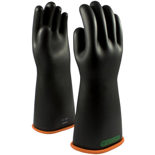 ‎155-3-16/10 - Novax - Natural Rubber Insulating Glove - Class 3 - 16″ - Black/Orange - Straight Cuff - Exact Tool & Supply