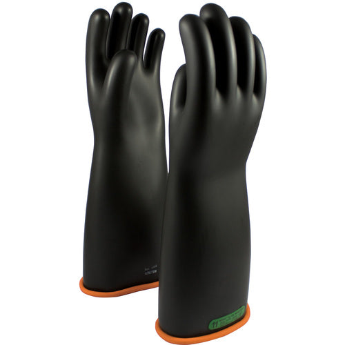 ‎155-3-18/12 - Novax - Natural Rubber Insulating Glove - Class 3 - 18″ - Black/Orange - Straight Cuff - Exact Tool & Supply