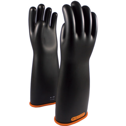 ‎155-4-18/9 - Novax - Natural Rubber Insulating Glove - Class 4 - 18″ - Black/Orange - Straight Cuff - Exact Tool & Supply