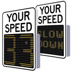 TAPCO - "Your Speed," 29" Wide x 23" High Aluminum Face/Polycarbonate Housing Speed Limit Sign - Exact Tool & Supply