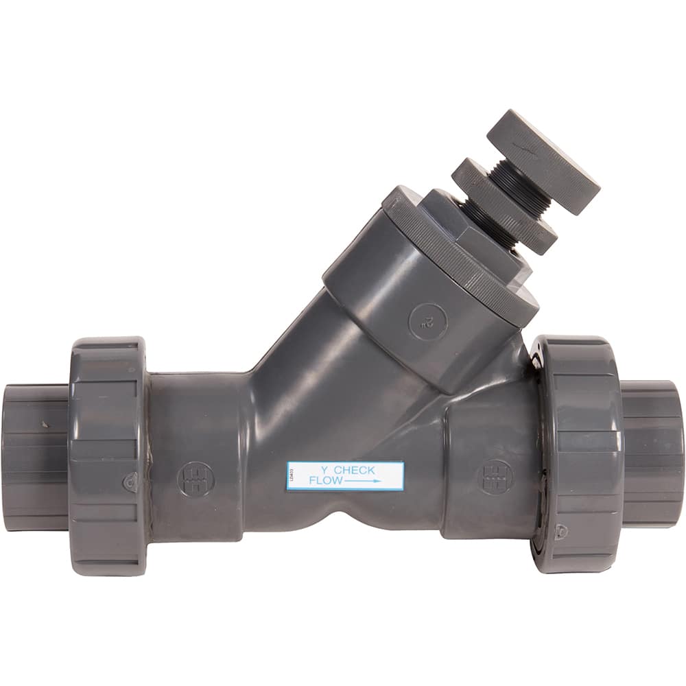 Hayward - Check Valves; Design: In-line; True Union Ball Check; Spring Check ; Tube Outside Diameter (mm): 38.100 ; Pipe Size (Inch): 1-1/2 ; Tube Outside Diameter (Inch): 1-1/2 ; End Connections: Socket ; Material: PVC - Exact Tool & Supply