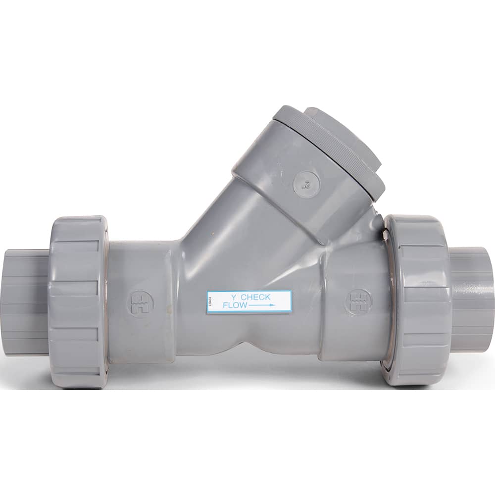 Hayward - Check Valves; Design: Y-Pattern; True Union Ball Check ; Tube Outside Diameter (mm): 31.750 ; Pipe Size (Inch): 1-1/4 ; Tube Outside Diameter (Inch): 1-1/4 ; End Connections: Threaded ; Material: PVC - Exact Tool & Supply