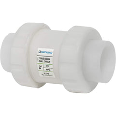 Hayward - Check Valves; Design: In-line; True Union Ball Check ; Tube Outside Diameter (mm): 38.100 ; Pipe Size (Inch): 1-1/2 ; Tube Outside Diameter (Inch): 1-1/2 ; End Connections: Threaded ; Material: Polypropylene - Exact Tool & Supply
