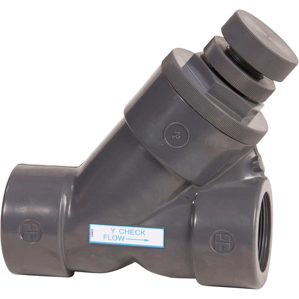Hayward - Check Valves; Design: Y-Pattern; Spring Check ; Tube Outside Diameter (mm): 101.600 ; Pipe Size (Inch): 4 ; Tube Outside Diameter (Inch): 4 ; End Connections: Threaded ; Material: PVC - Exact Tool & Supply