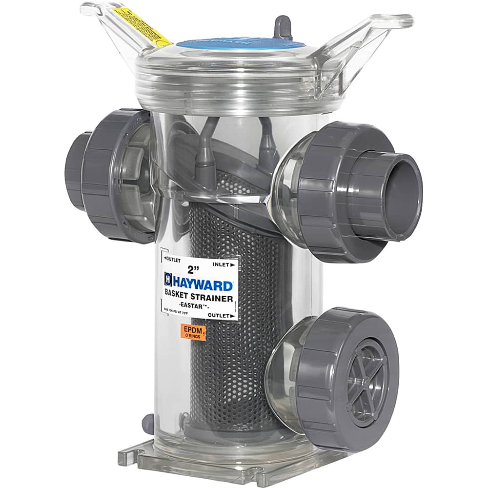 Hayward - Strainers, Skimmers & Foot Valves; Hose Size: 1/2 (Inch); Material: EASTAR ; Type: Simplex Basket Strainer - Exact Tool & Supply