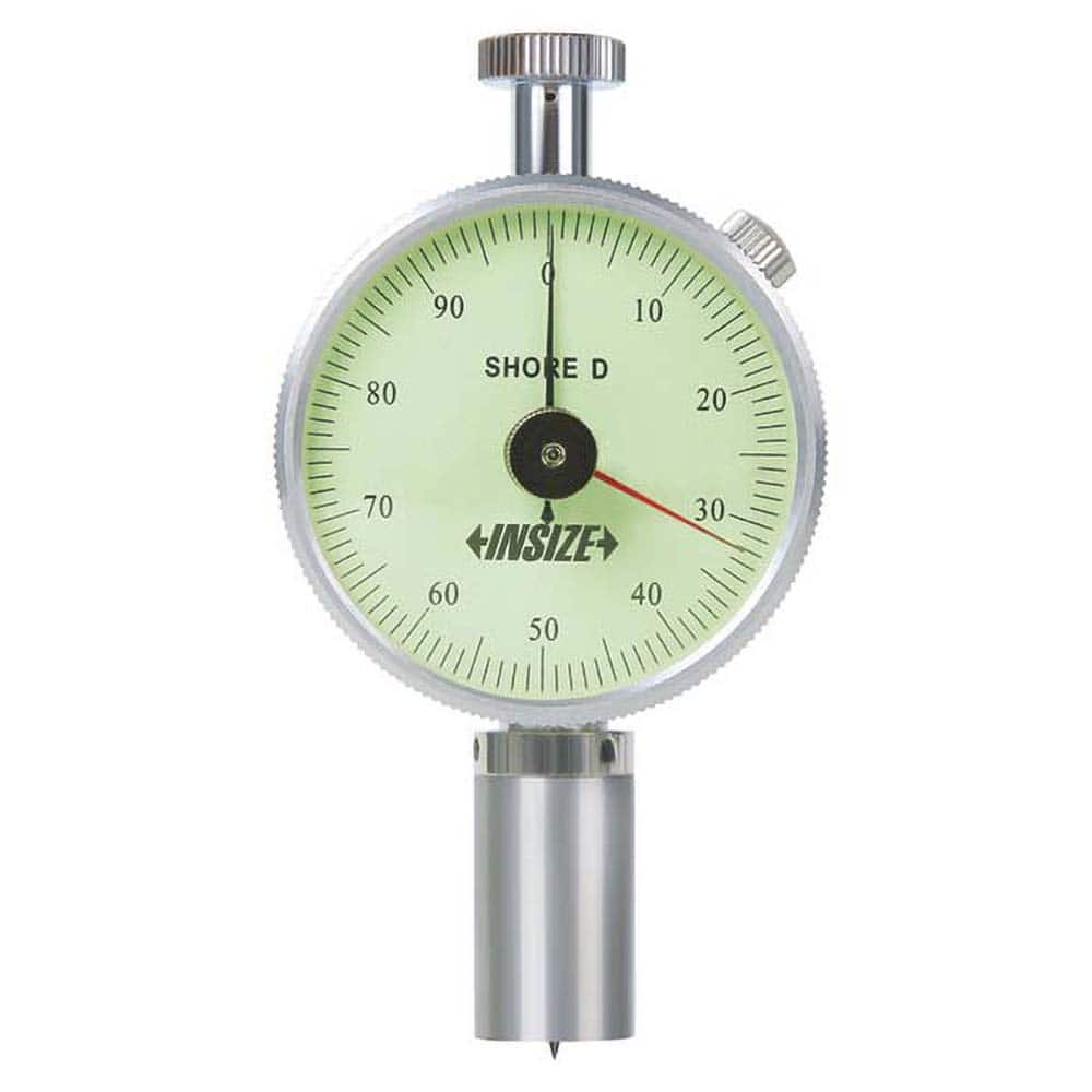 Insize USA LLC - Portable Dial Hardness Testers; Scale Type: Shore ; Minimum Hardness: 20 HD ; Maximum Hardness: 90 HD ; Hardness Range: 20 to 90 HD ; Tip Angle: 30.00 ; Indenter Type: Sharp Point - Exact Tool & Supply