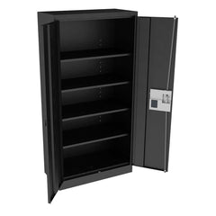 Tennsco - Storage Cabinets; Type: Locking ; Width (Inch): 36 ; Depth (Inch): 18 ; Height (Inch): 72 ; Number of Shelves: 5 ; Material: Steel - Exact Tool & Supply