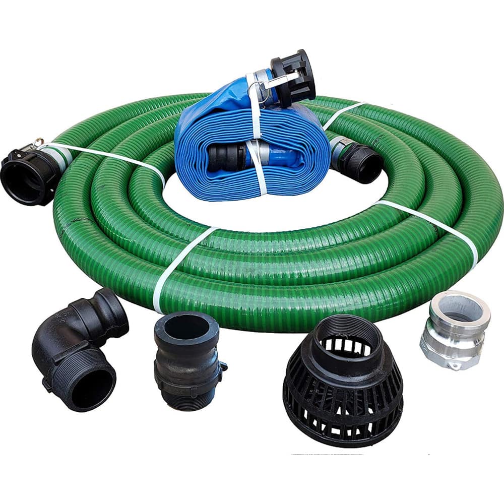 JGB Enterprises - Liquid Suction & Discharge Hose; Inside Diameter (Inch): 2 ; Length (Feet): 20 ; Material: PVC ; Working Pressure (psi): 50.000 ; Vacuum Rating: 29 In. Hg ; Color: Green, Blue - Exact Tool & Supply
