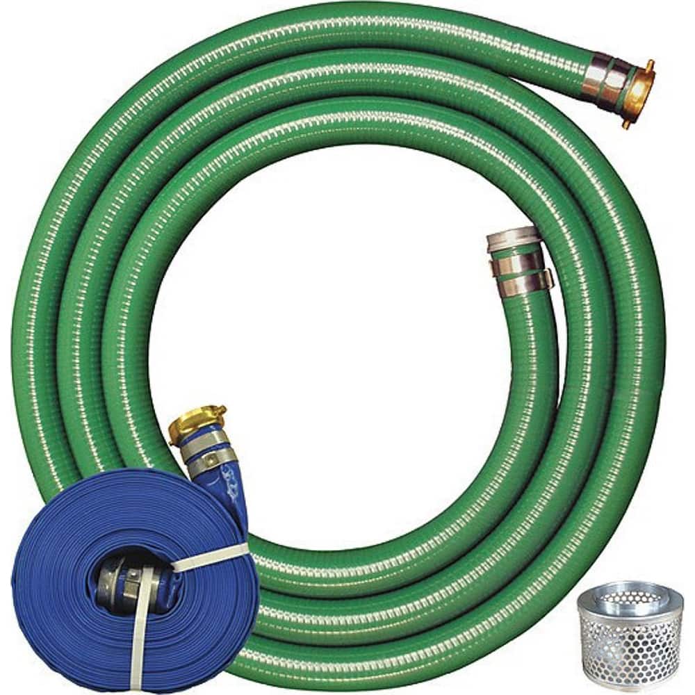 JGB Enterprises - Liquid Suction & Discharge Hose; Inside Diameter (Inch): 2 ; Length (Feet): 15 ; Material: PVC ; Working Pressure (psi): 50.000 ; Vacuum Rating: 29 In. Hg ; Color: Green, Blue - Exact Tool & Supply